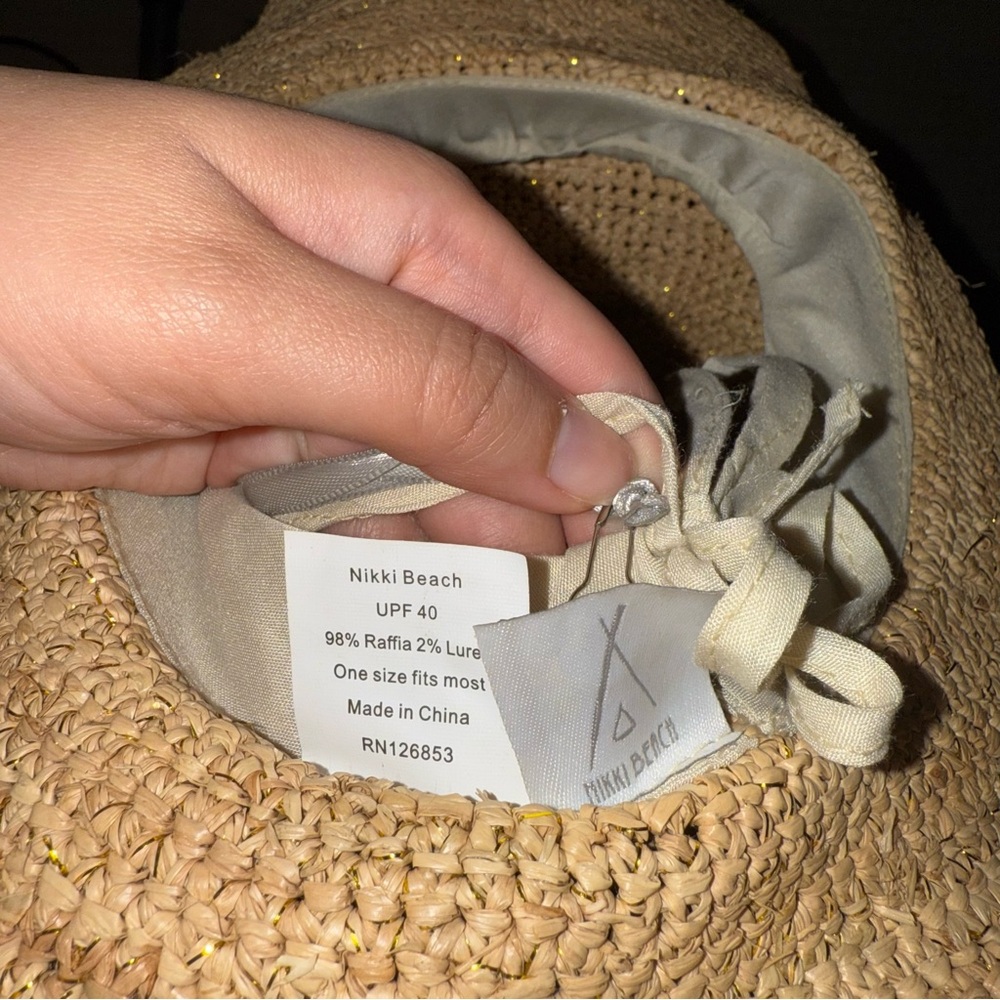 NWT Nikki Beach Cowboy Western Raffia Hat in Natural Gold OS - Picture 8 of 8